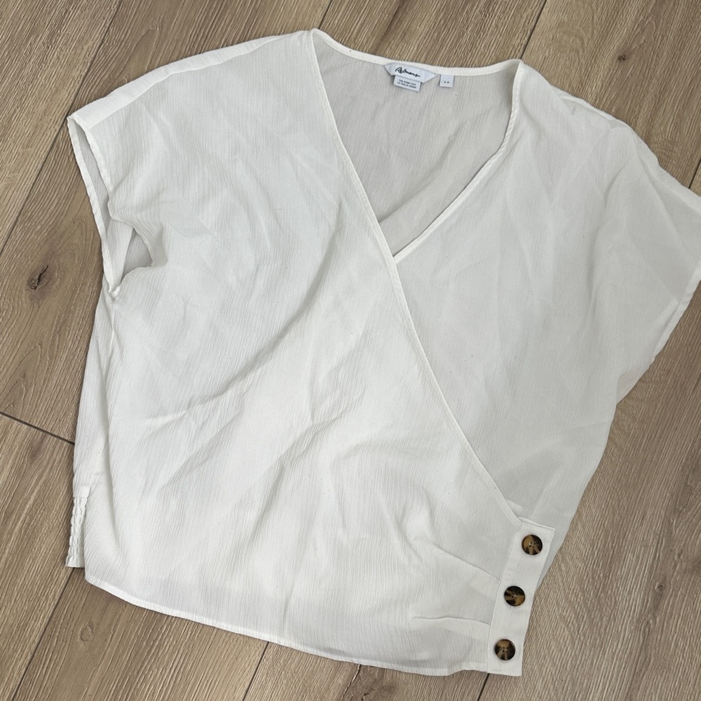 a new day Cream Wrap Blouse with Button Detail